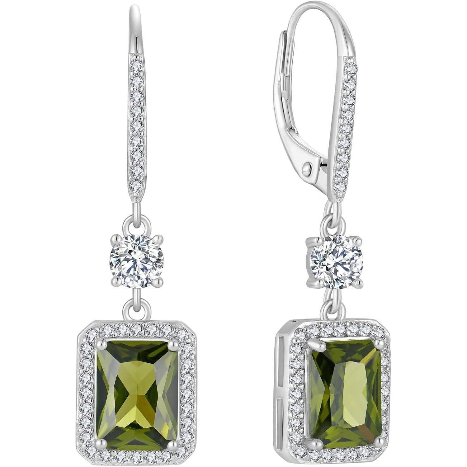 LuxusKollektion Paar Ohrhänger Quadrat Prinzessschliff Hängende Ohrringe 925 Sterling Silber