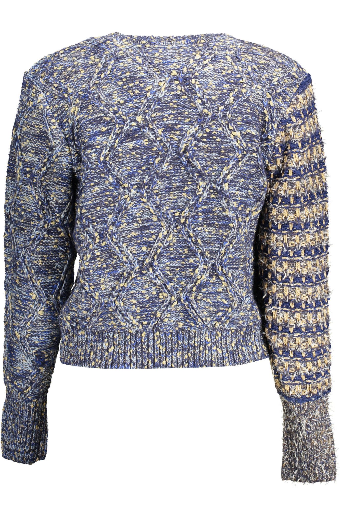 Desigual Strickpullover Pullover Damen Blau: Langarm, Kontraste, Rundhals - Elegant & Modern