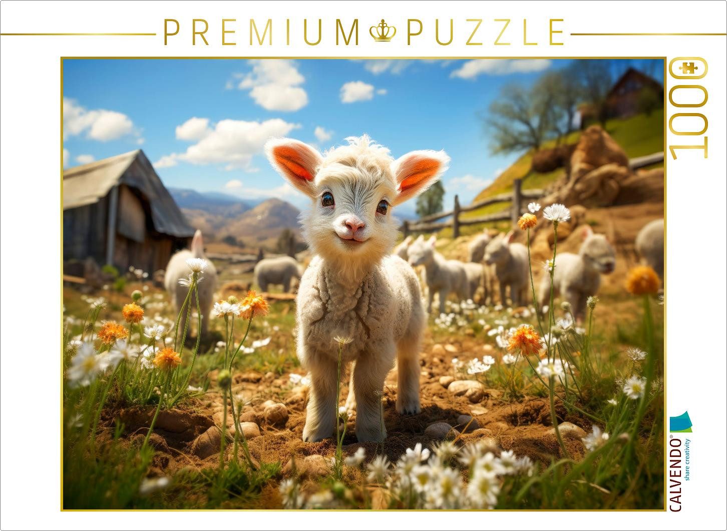 CALVENDO Puzzle CALVENDO Puzzle Lamm, ich bin glücklich hier, 1000 Teile Lege-Größe 6, 1000 Puzzleteile