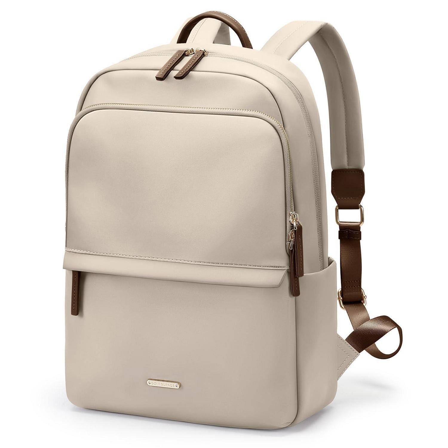 LuxusKollektion Laptoprucksack Laptop-Rucksack Damen 14 Zoll Aprikose