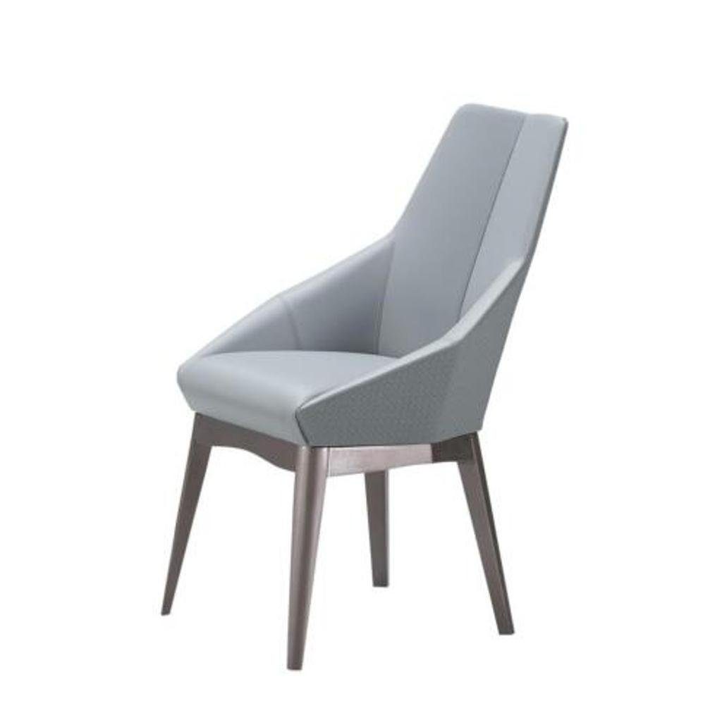 JVmoebel Esszimmer-Set Luxus Lehnstuhl Stühle Design Esszimmer Edelstahl Grau Lederstuhl
