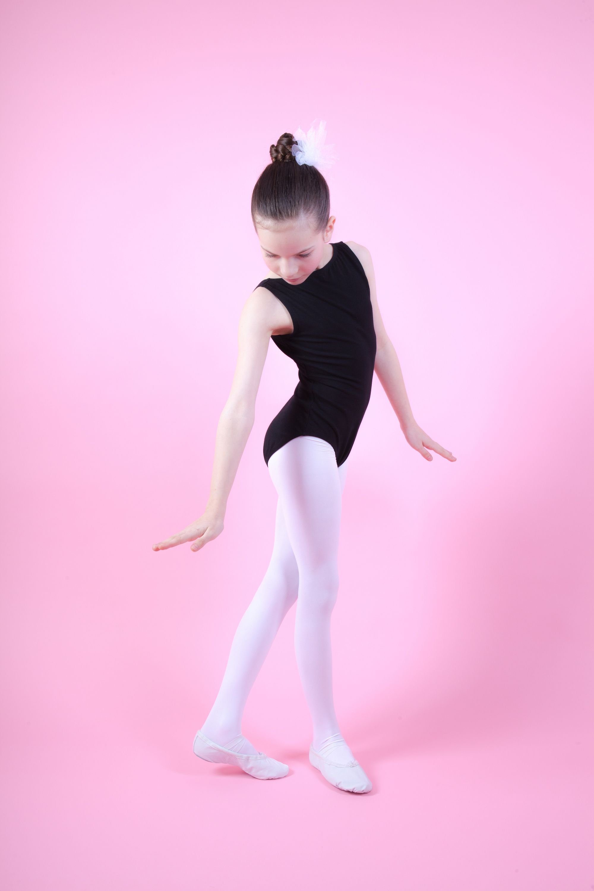 Linda Kinder mit Trikot schwarz ärmelloses fürs Ballettbody tiefem Ballett tanzmuster Body Rückenausschnitt
