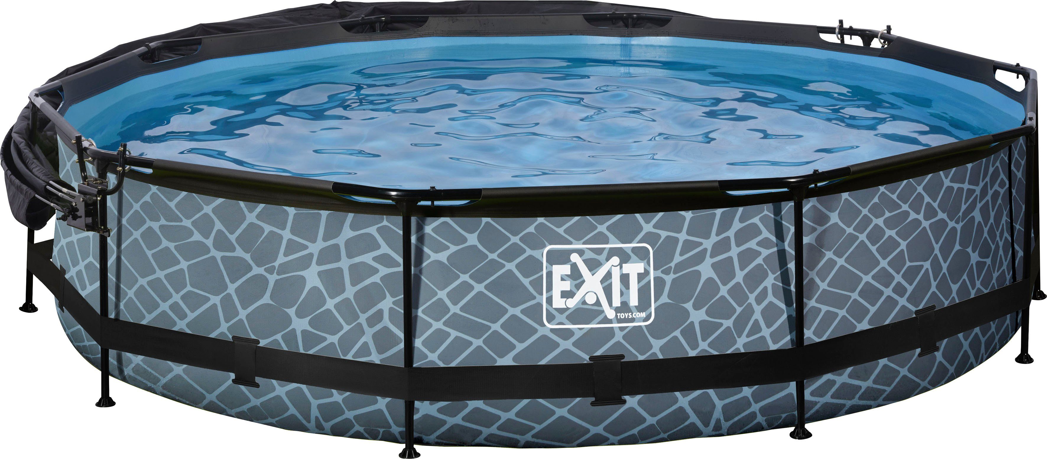 EXIT Framepool inkl. Sonnensegel (Set, 4-tlg), ØxH: 360x76 cm, mit Kartuschen-Filterpumpe & Filterkartusche