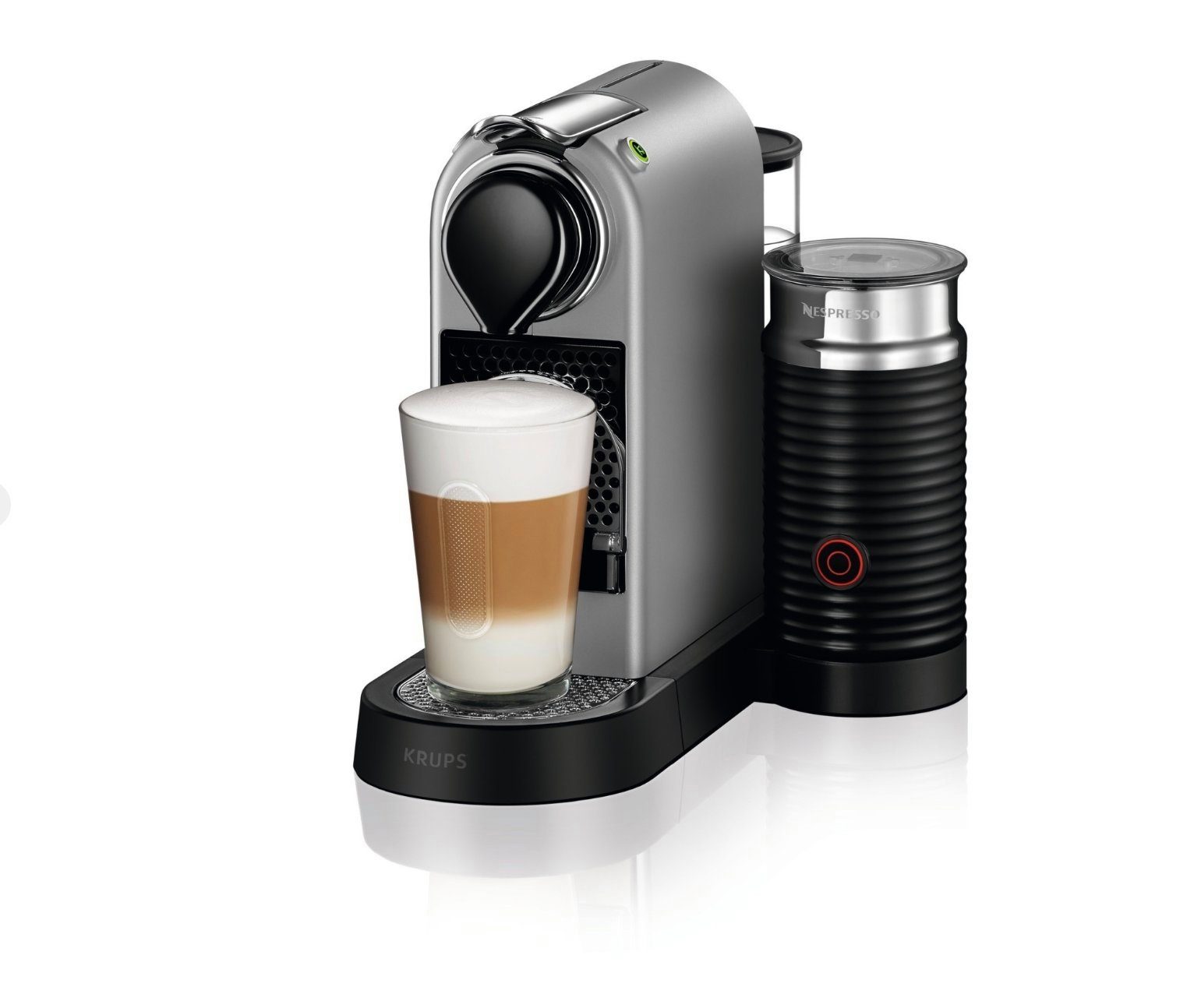 Krups Kapsel-/Kaffeepadmaschine Kapselmaschine Nespresso CitiZ&Milk XN761B, 1l Kaffeekanne