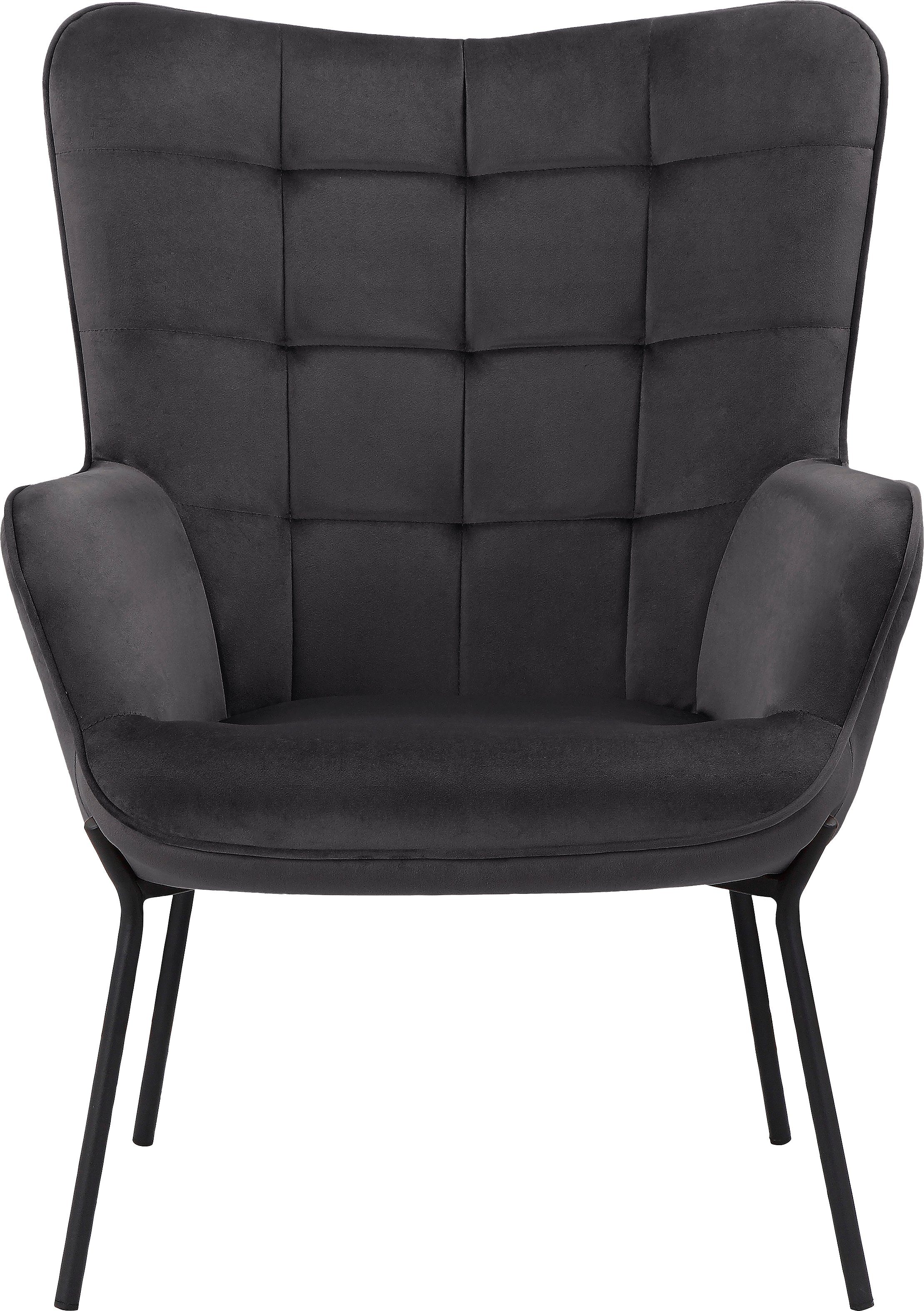 OTTO home Loungesessel Luukas, Ohrensessel mit Metallbeinen, (1-St), Stoff recyceltes Polyester, Sitz und Rücken gepolstert, Sitzhöhe 46 cm