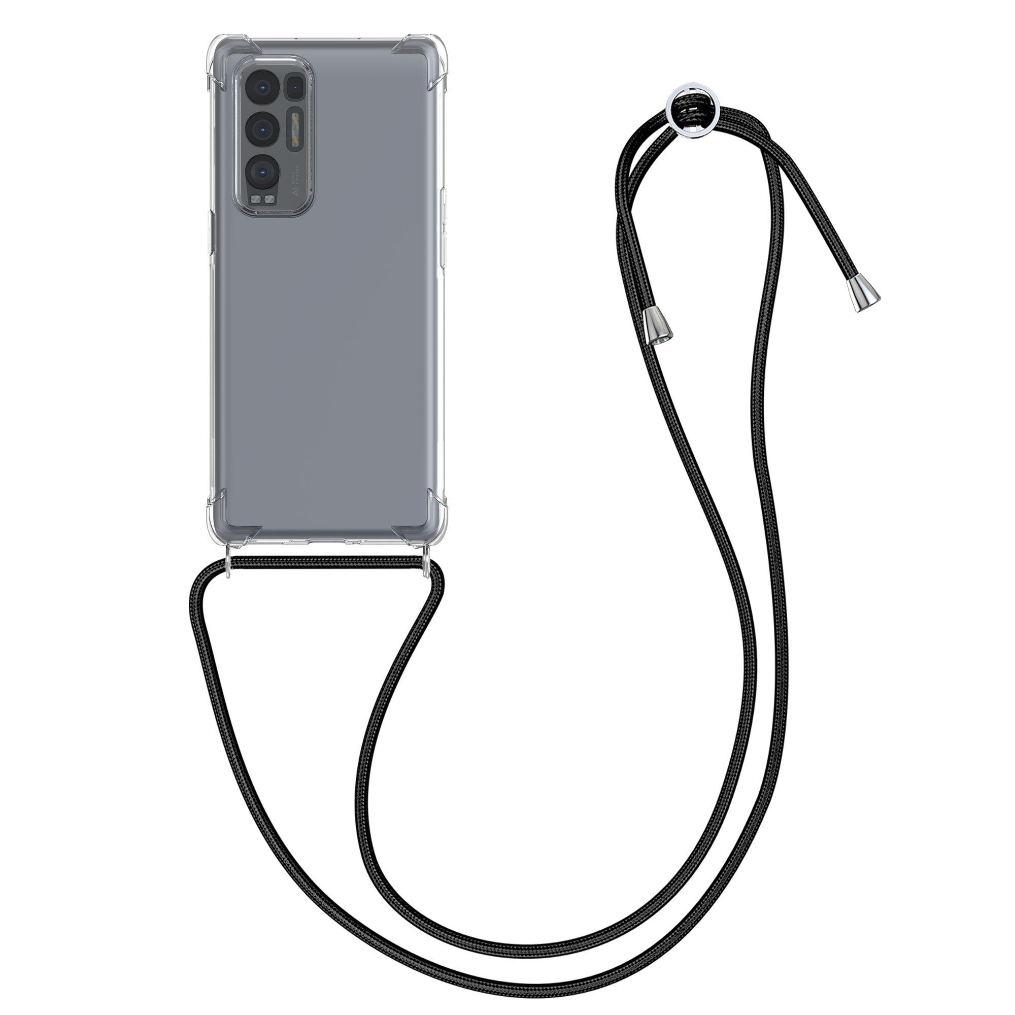 kwmobile Etui Necklace Case für Oppo Find X3 Neo, Hülle Silikon mit Handykette - Band Handyhülle