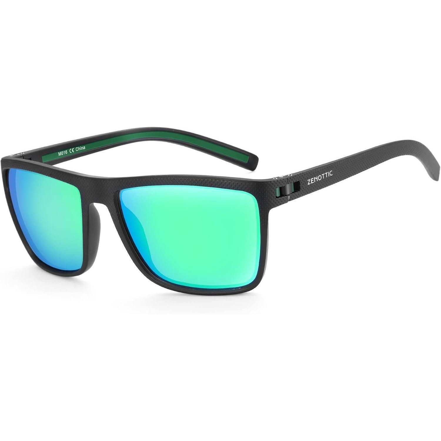 Sonnenbrille Sonnenbrille Herren C11 Schwarzer Rahmen Grün Verspiegelte Linse
