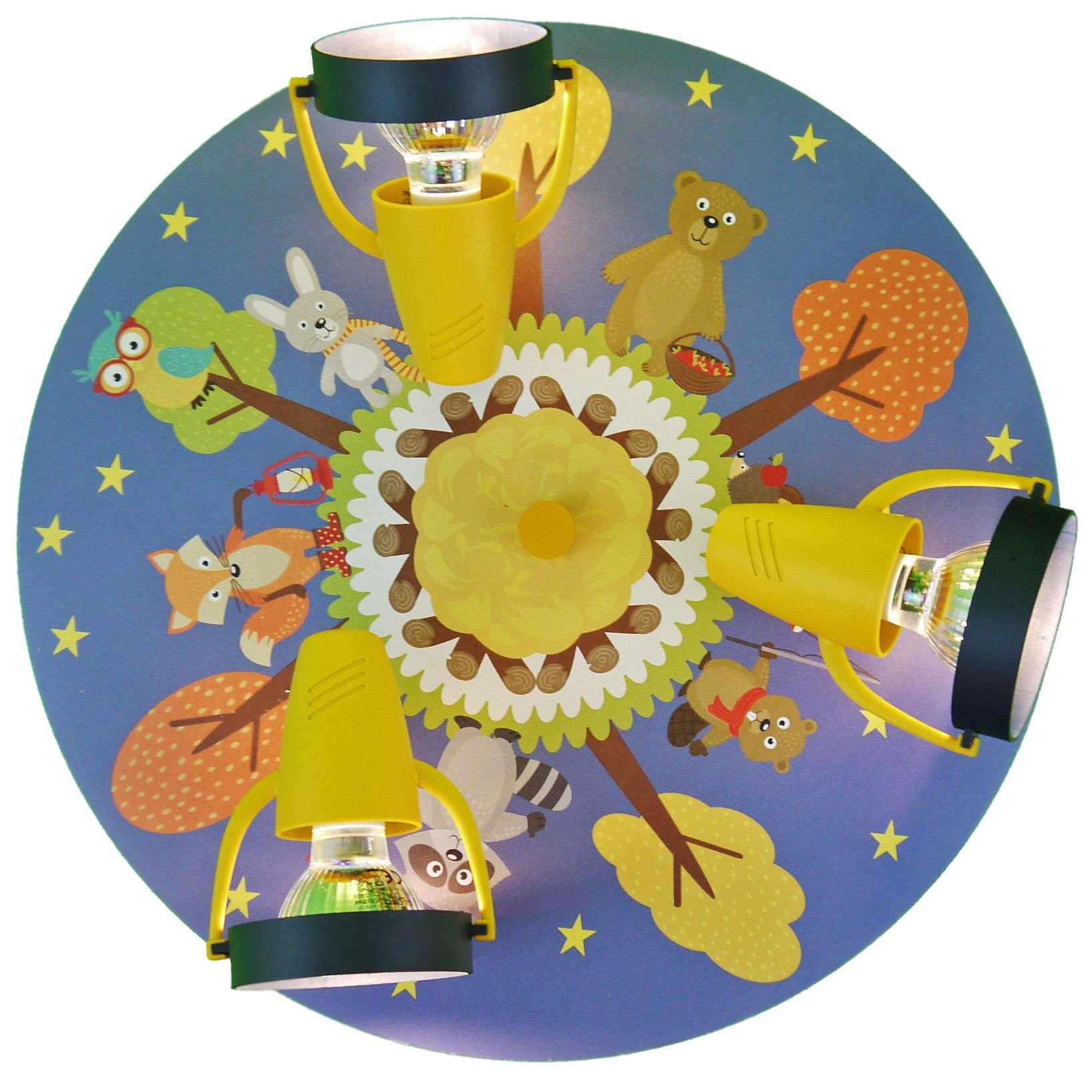 niermann Deckenleuchte Strahler Lustige Waldtiere, Kinderzimmer, Kinderlampe