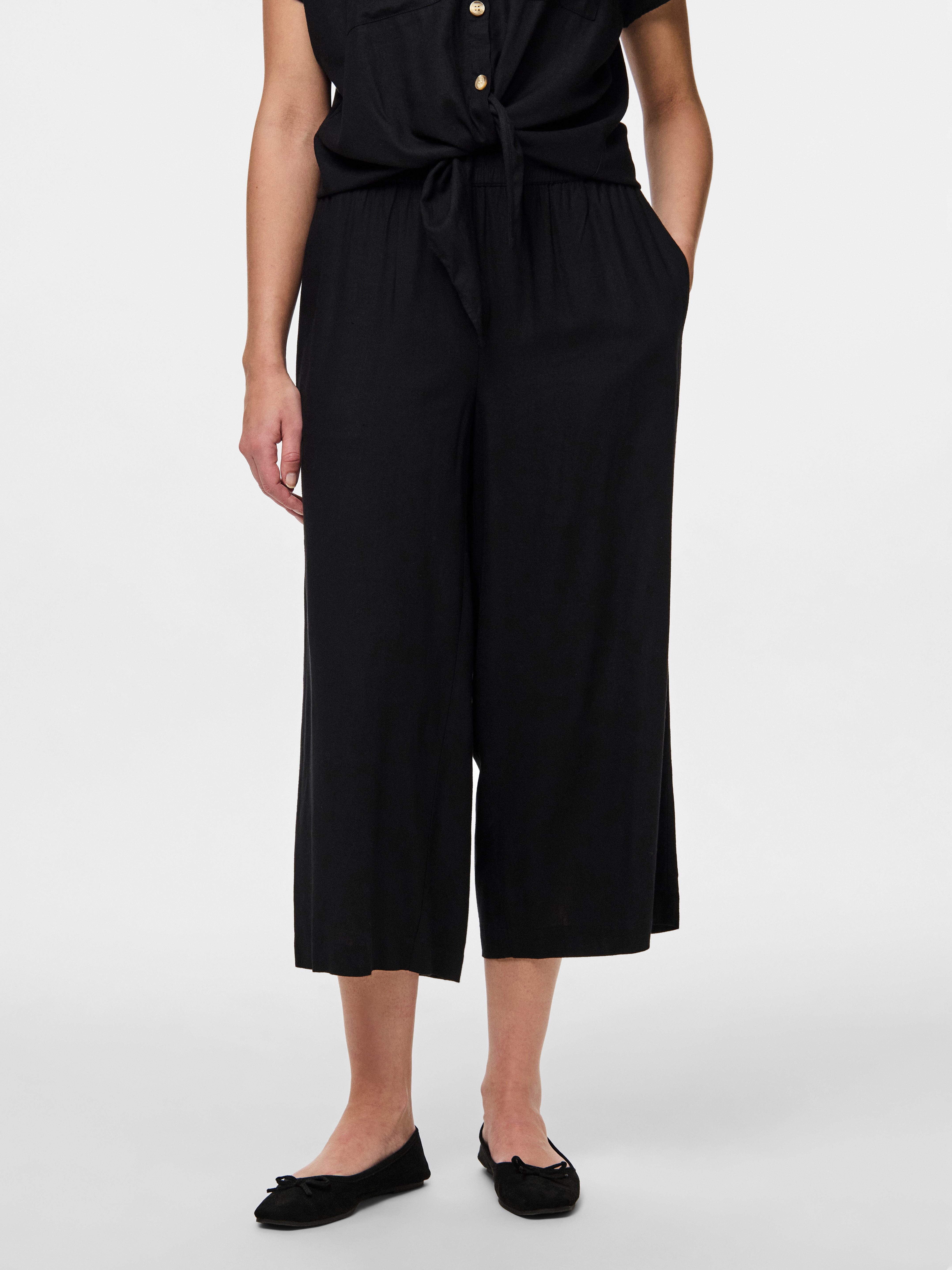 pieces Schlupfhose PCPIA HW WIDE CULOTTE WVN NOOS Sommerhose, mit Leinen günstig online kaufen