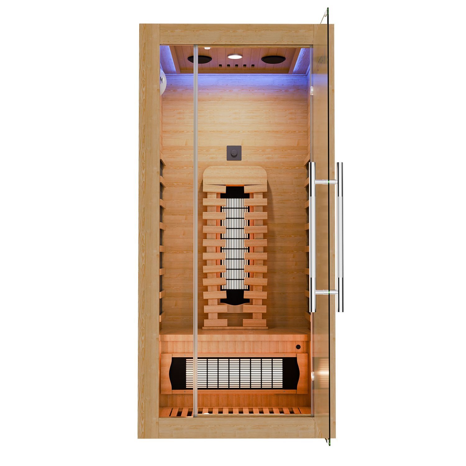 Artsauna Infrarotkabine Kiruna90 Premium Dual Technologie, BxTxH: 90 x 90 x 190 cm, für 1 Personen, Hemlockholz, Sound-System, Bluetooth, LED-Farblicht