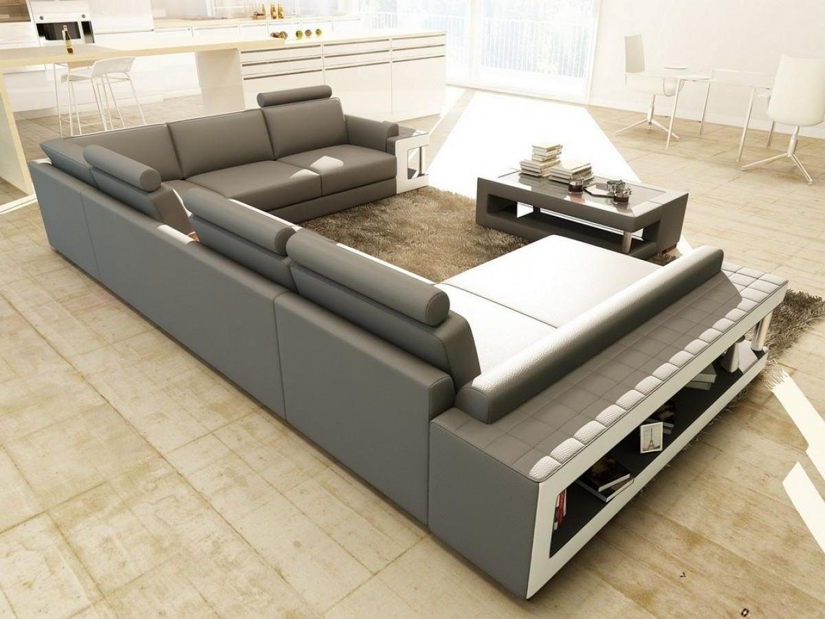 JVmoebel Ecksofa Wohnlandschaft Luxus Sofa Trend in U Kollektion Couch Europe Form, Grau Ledersofa Made