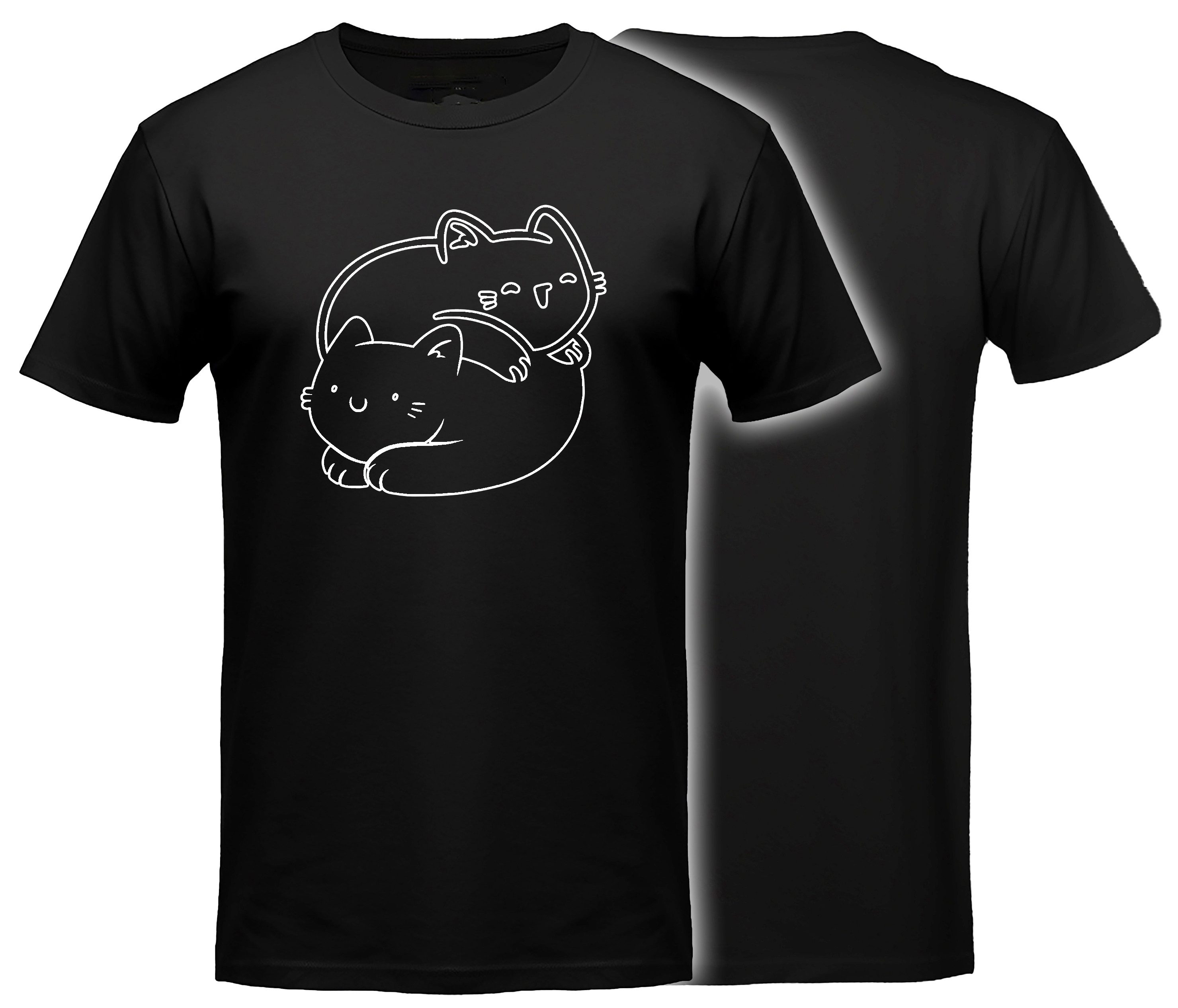 MyDesign24 T-Shirt Yin Yang Katzen print Shirt Katzen T-Shirt Regular Fit i112