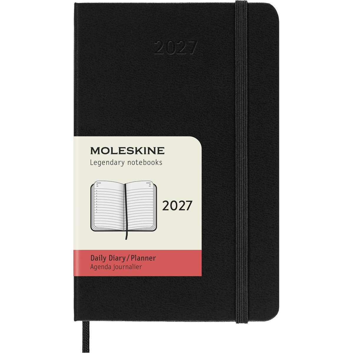 MOLESKINE Buchkalender Tageskalender 12 Monate Pocket A6 1 Tag/Seite horizontal fester Einban