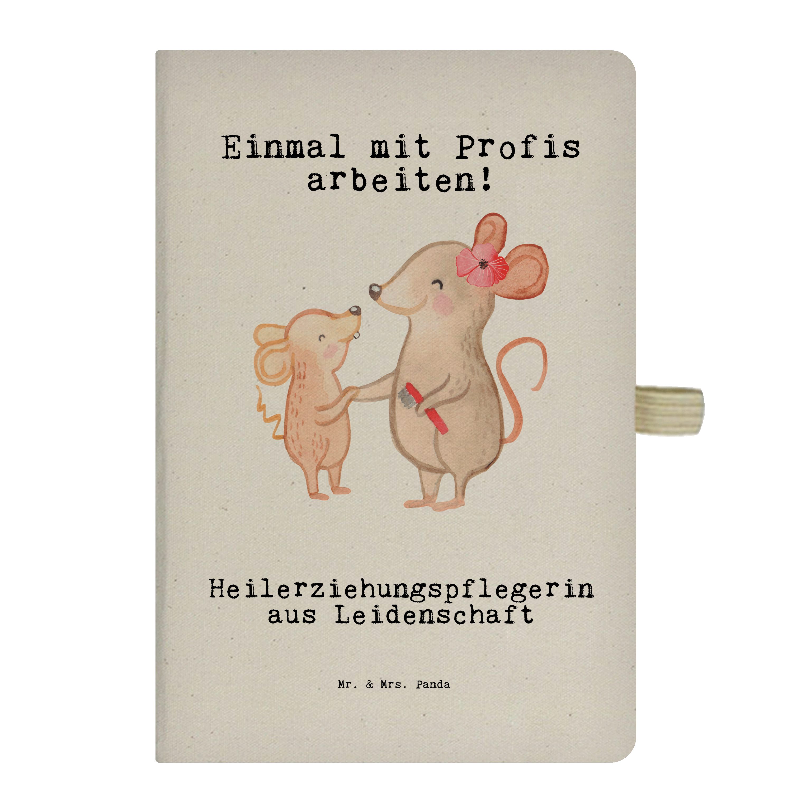 Mr. & Mrs. Panda Notizbuch Heilerziehungspflegerin Leidenschaft, babykleidung body, Transparent, Mr. & Mrs. Panda