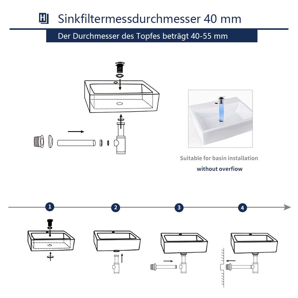 HOMELODY Siphon Waschbecken-Siphon aus Edelstahl Siphon günstig online kaufen