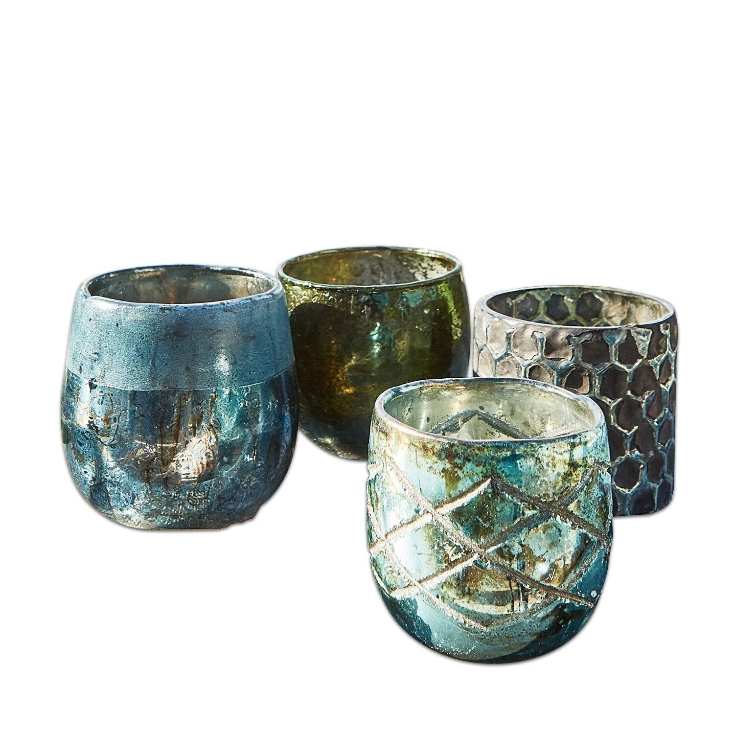 Mirabeau Windlicht Windlicht 4er Set Marine blau/grün (4er Set, 4er Set)