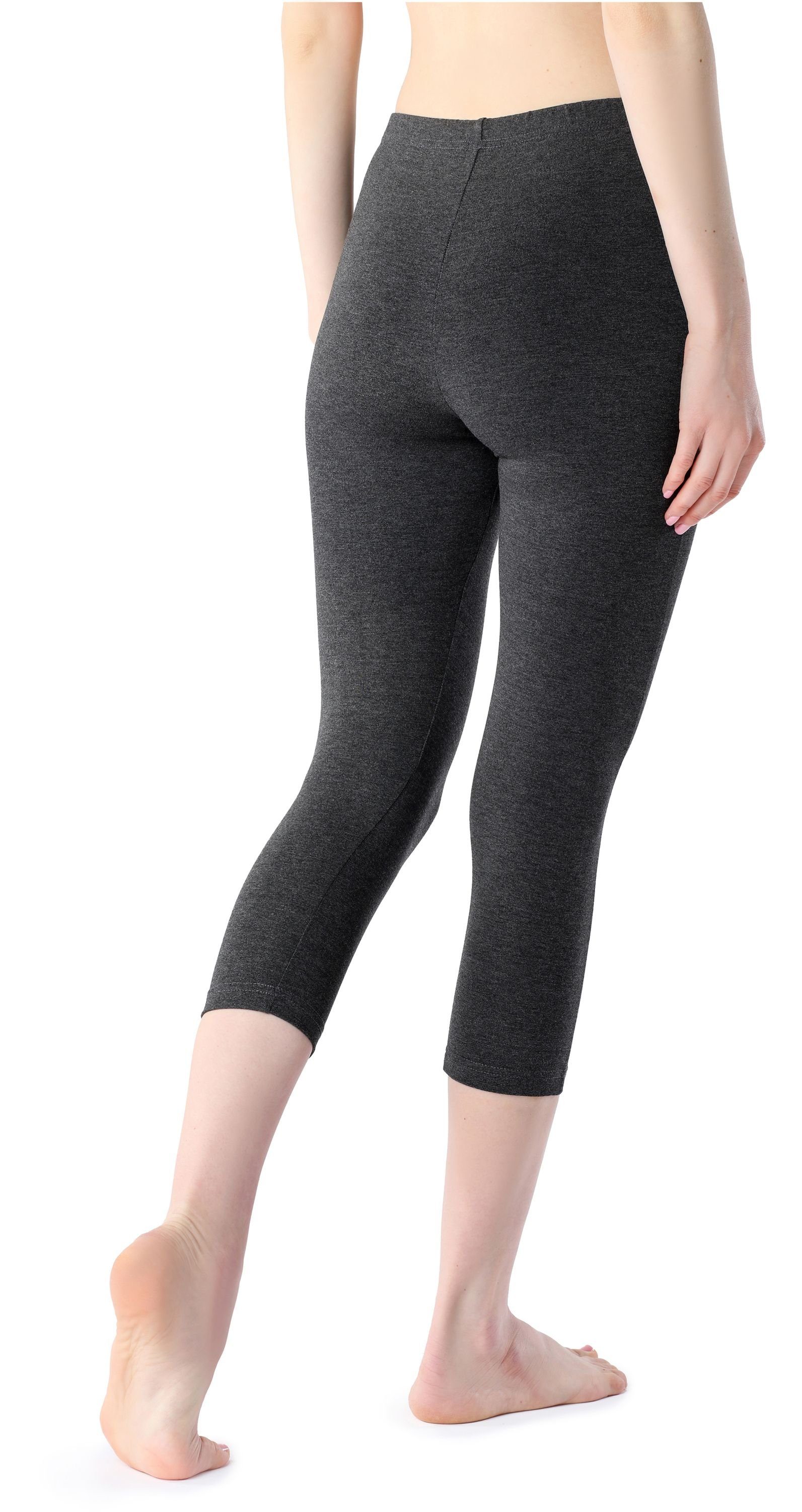 Bellivalini Leggings Damen Bund Viskose BLV50-204 Dunkelmelange (1-tlg) elastischer aus Leggings 3/4