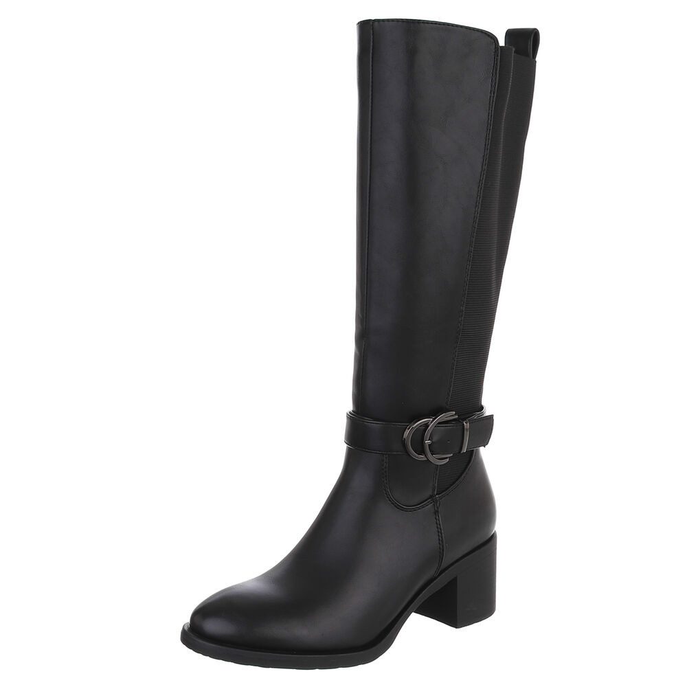 Ital-Design Damen Stiefel mit Gürtelschnalle und Blockabsatz Stiefel (90109 günstig online kaufen