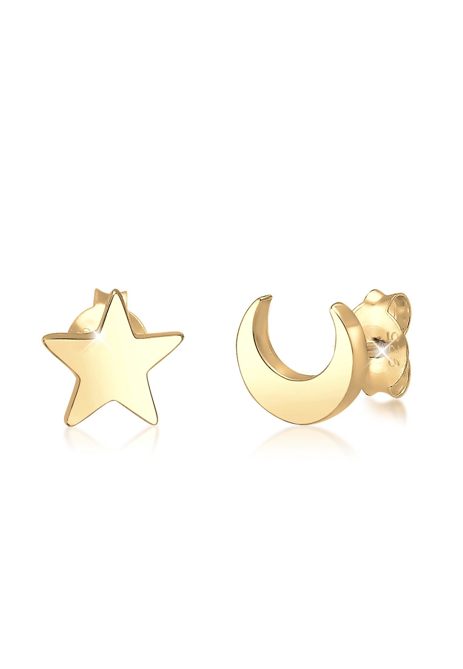 Elli Paar Ohrstecker Ohrstecker Stern Halbmond 925 Sterling Silber, Astro