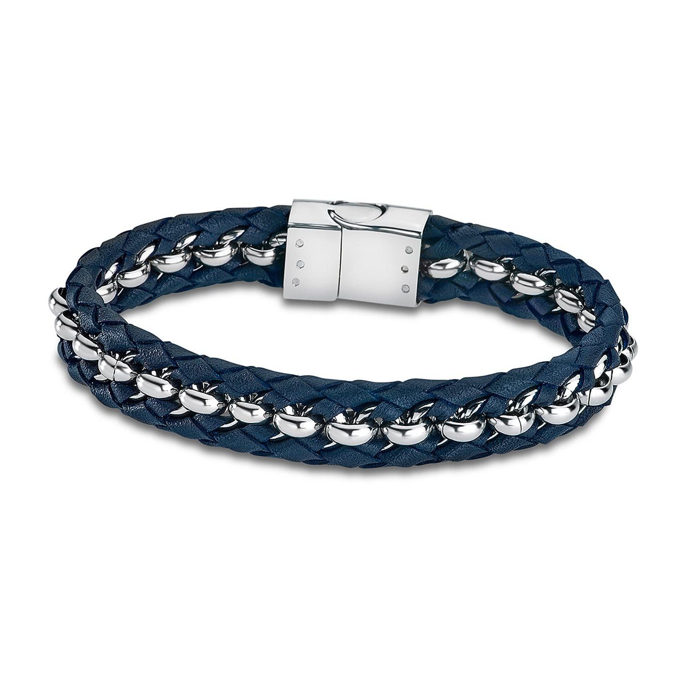 Edelstahl Lotus Armband Echtleder Armband blau Steel), Style silber Herren Style für (Stainless aus Lotus (Armband),