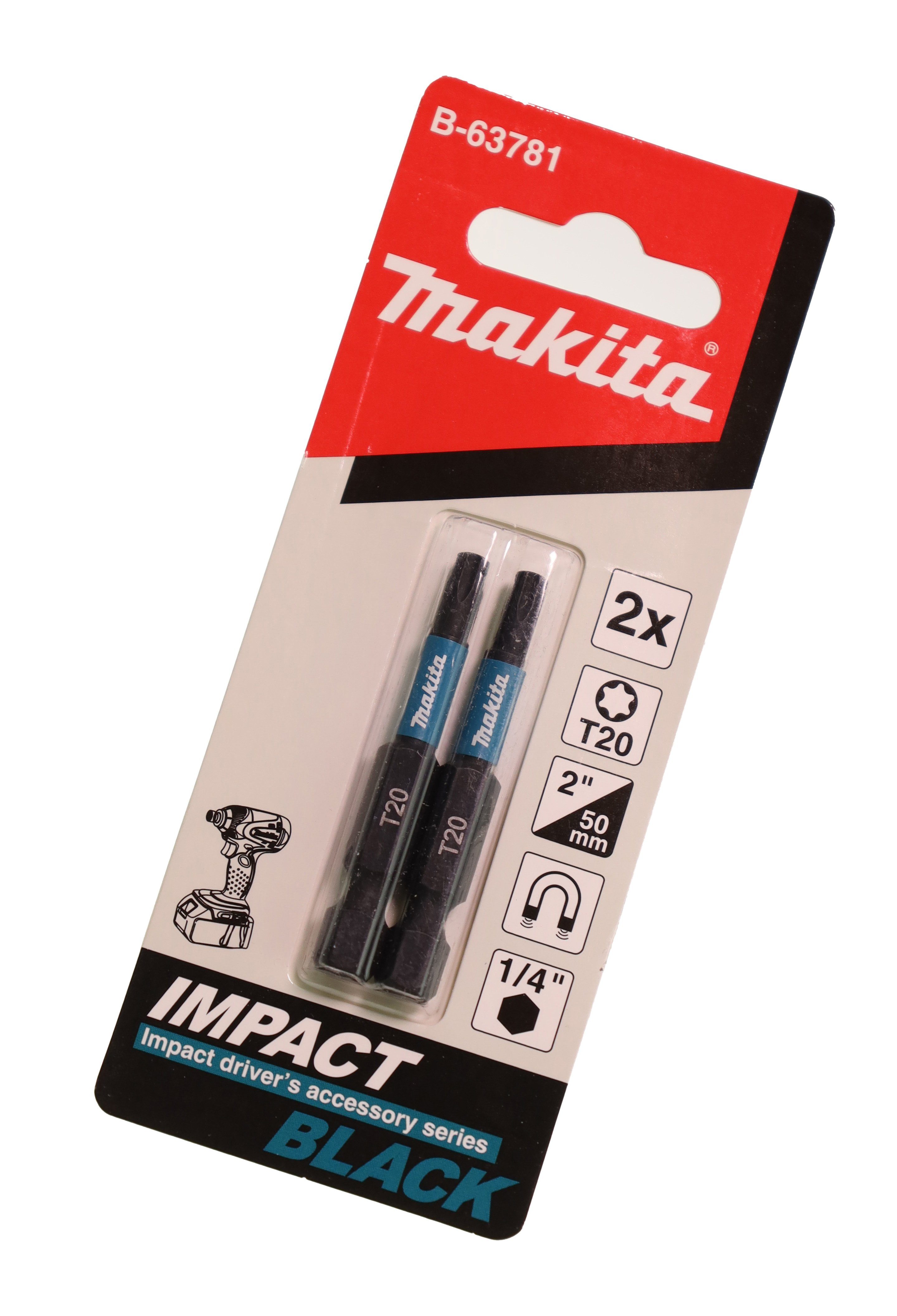Makita Bohrer- und Bit-Set Makita B-63781 T20 6-rund Bit TX20x50 Impact Black, 2 Stück, S2-Spez