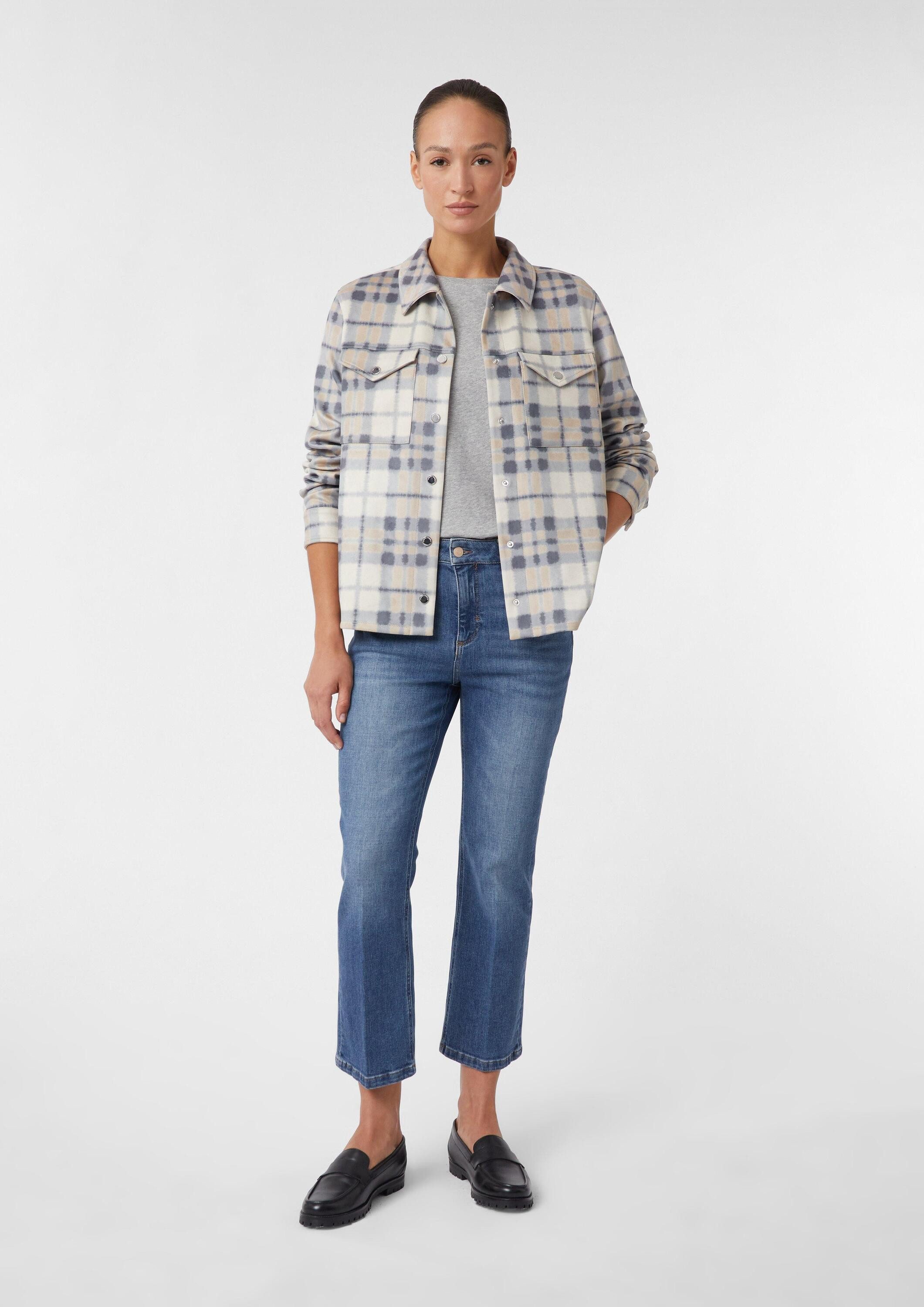 comma Weite Jeans Jeans-Hose Elastische Ankle-Jeans mit Flared Leg