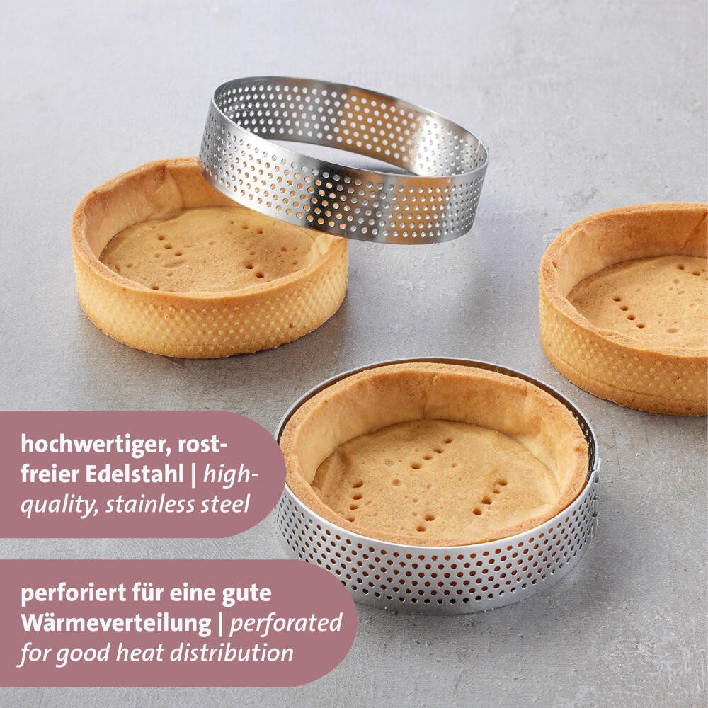 WESTMARK Tarteform Tartelette-Rahmen 4 Stk. – Perfekte Tarte- und Quicheformen, Ø 8 cm