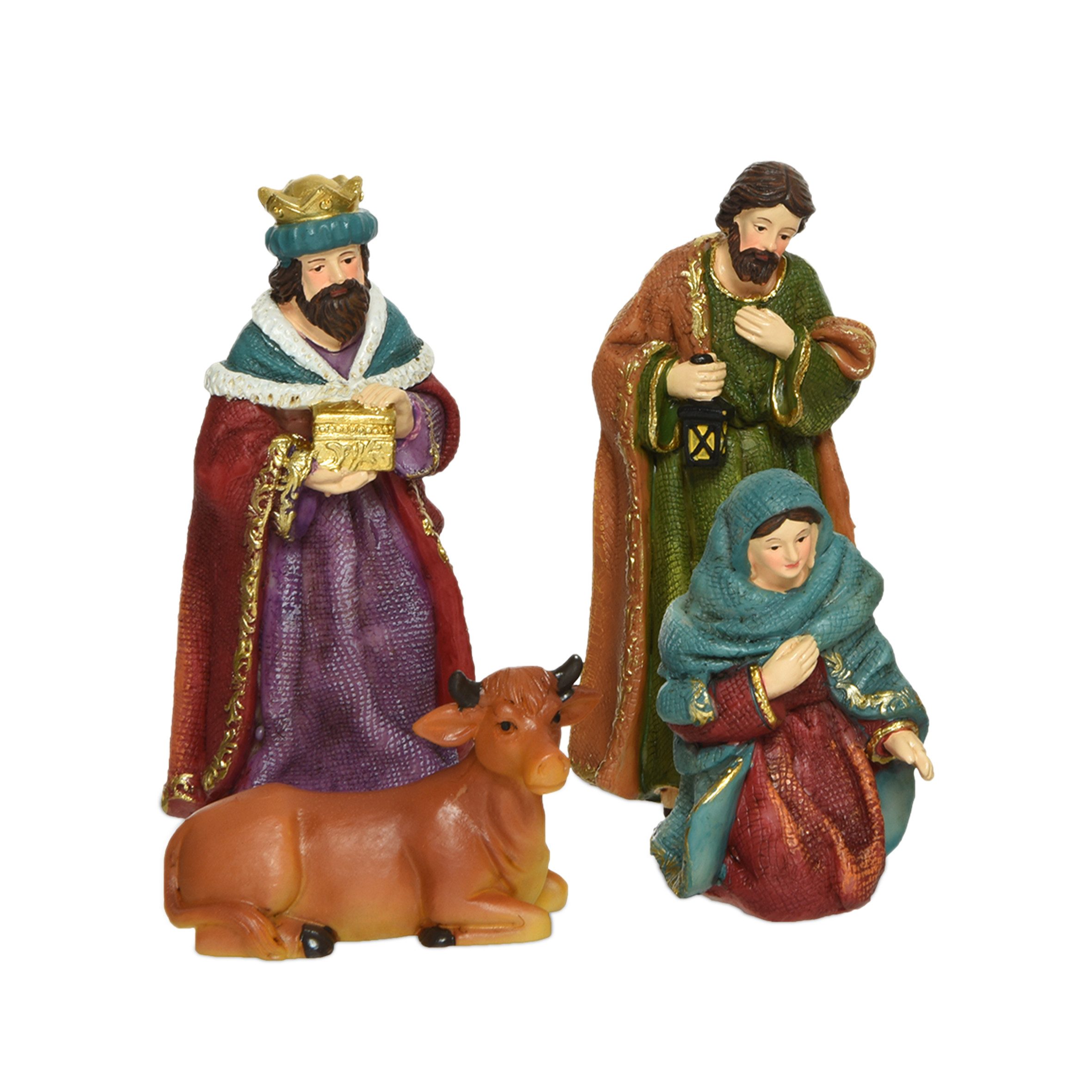 Spetebo Krippenfigur Weihnachts Krippenfiguren handbemalt - 10 Stück / 11 cm (Set, 10 St., Krippenfiguren), Krippen Stall Tisch Dekoration