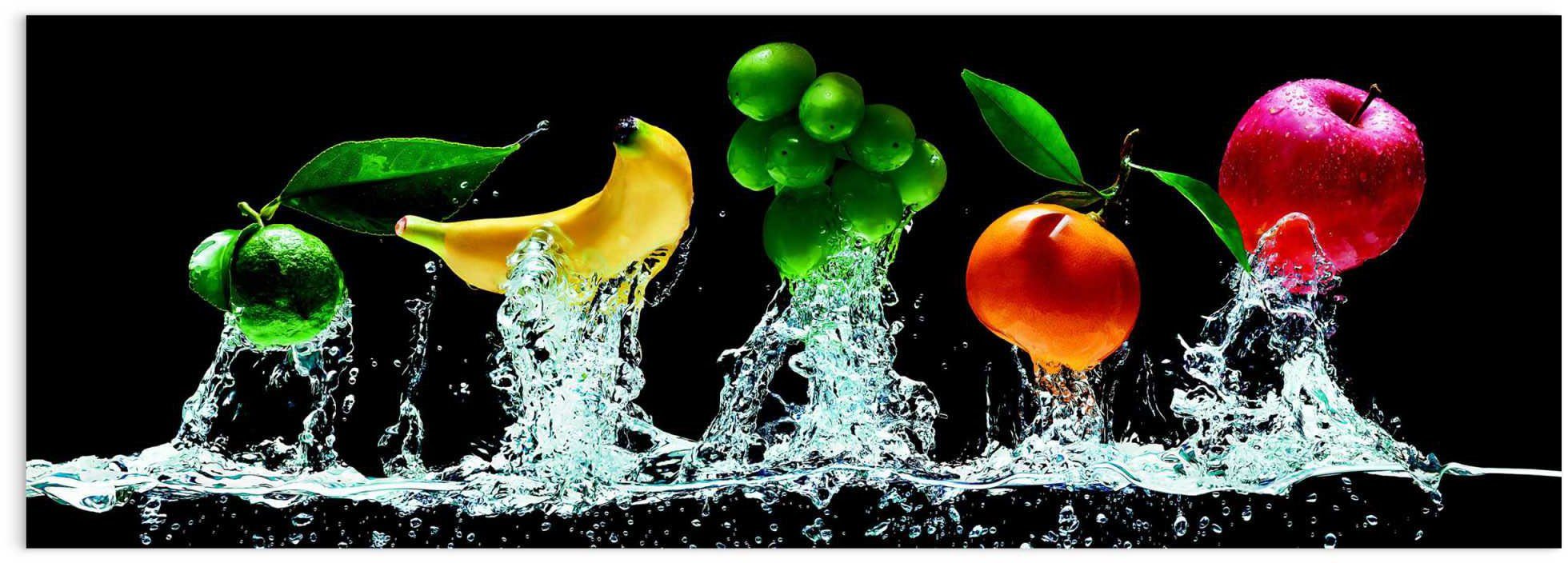 Reinders! Obst Glasbild Farbenfroh, Tutti Frutti Wasser - (1 Obst - Glasbild St)