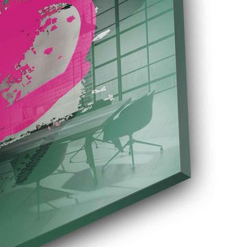 DOTCOMCANVAS® Acrylglasbild Layer Mickey - Acrylglas, Acrylglasbild Layer Mickey Maus Comic Cartoon Pop Art grün rosa pink
