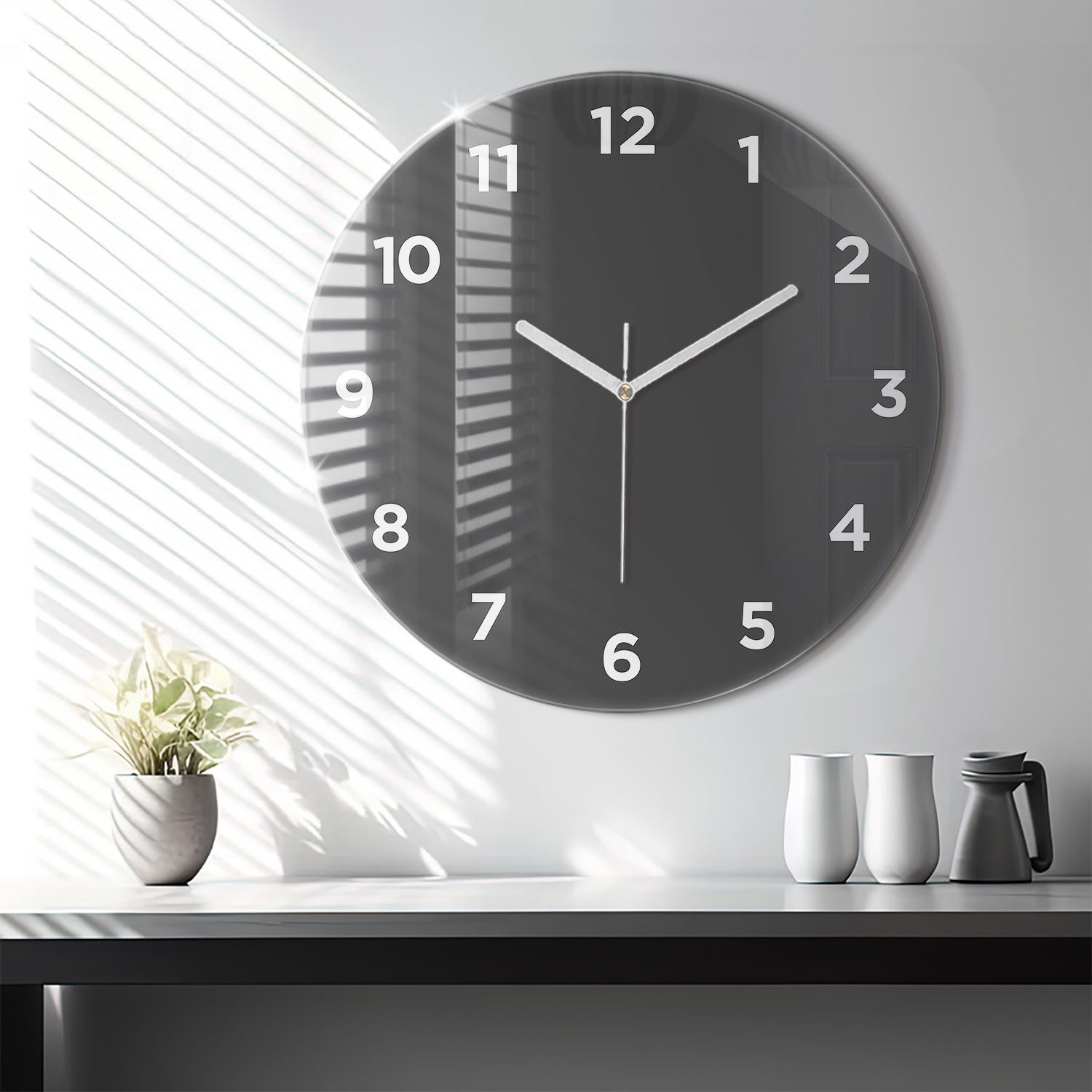 Tulup Wanduhr Modernistische Runde Glasuhr 60cm Uhr aus Gehärtetem Glas