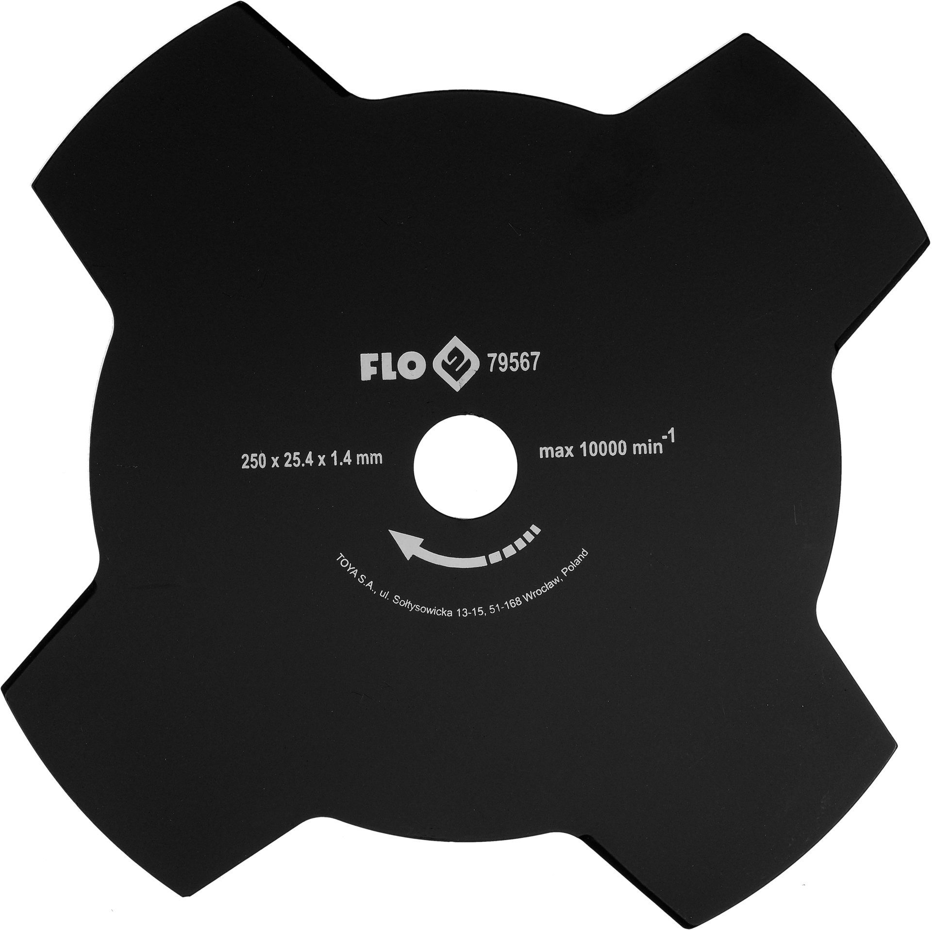 TRIZERATOP Kreissägeblatt Lama a quattro bracci per decespugliatore 250mm / 25,4mm (4-Zahn-Schneidscheibe für Motorsense 250 mm, 25,4 mm)