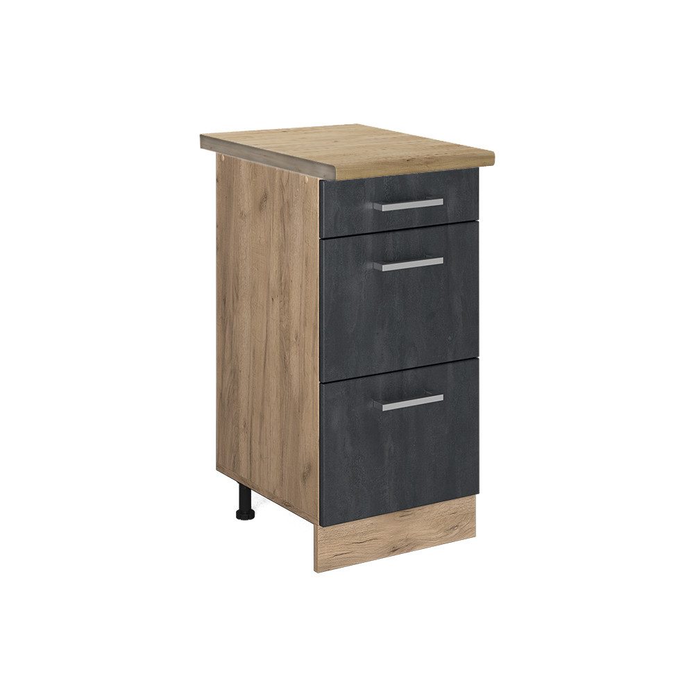 Vicco Unterschrank R-Line, Schwarz Beton/Goldkraft Eiche, günstig online kaufen