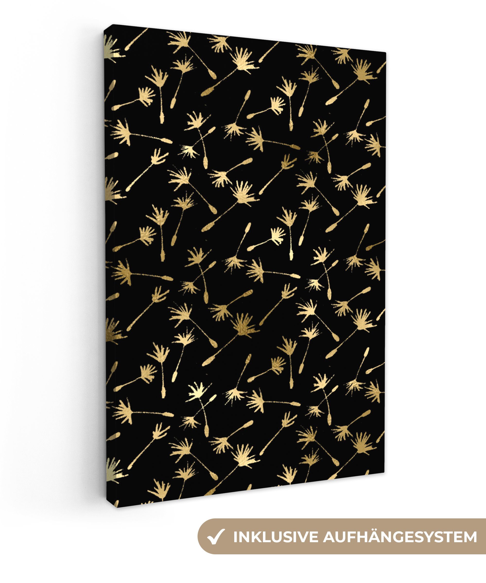 OneMillionCanvasses® Leinwandbild Muster - Saatgut - Gold, (1 St), Leinwandbild fertig bespannt inkl. Zackenaufhänger, Gemälde, 20x30 cm