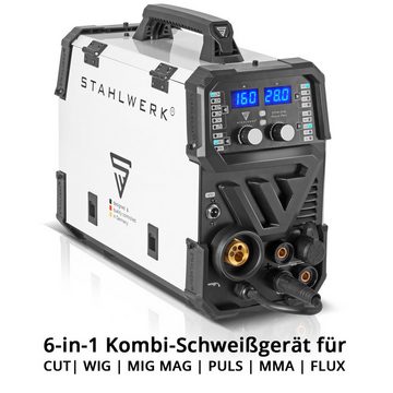 STAHLWERK Inverterschweißgerät Kombi-Schweißgerät CTM-416 Puls Pro 6-in-1 Schutzgas, 20 - 160 A, Schweißgerät, Inverter mit 160A, synergischem Drahtvorschub