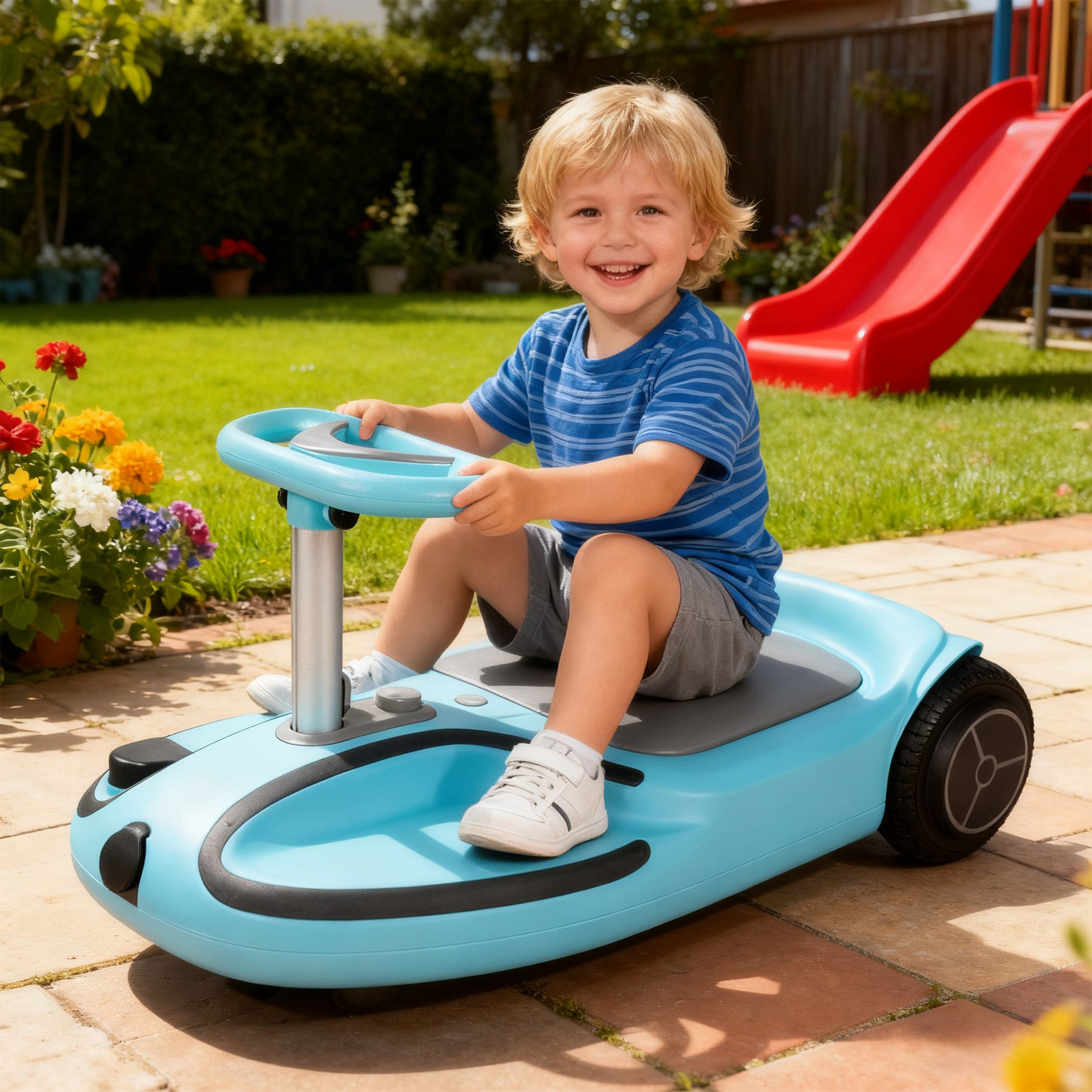 Vankel Go-Kart Mini Elektro Kettcar 180W Motor, 24V Lithium Akku, 360° Wendigkeit