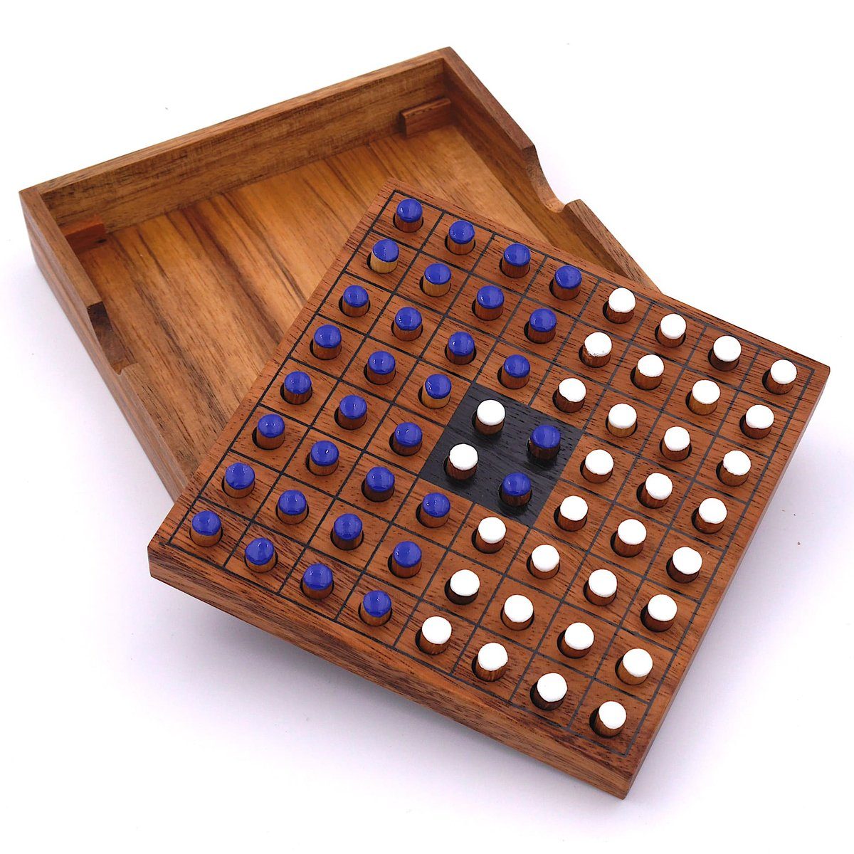für Interessantes Holz, ROMBOL Brettspiel aus weiß/blau Denkspiele edlem Reversi Holzspiel 2 Personen – Spiel, Strategiespiel