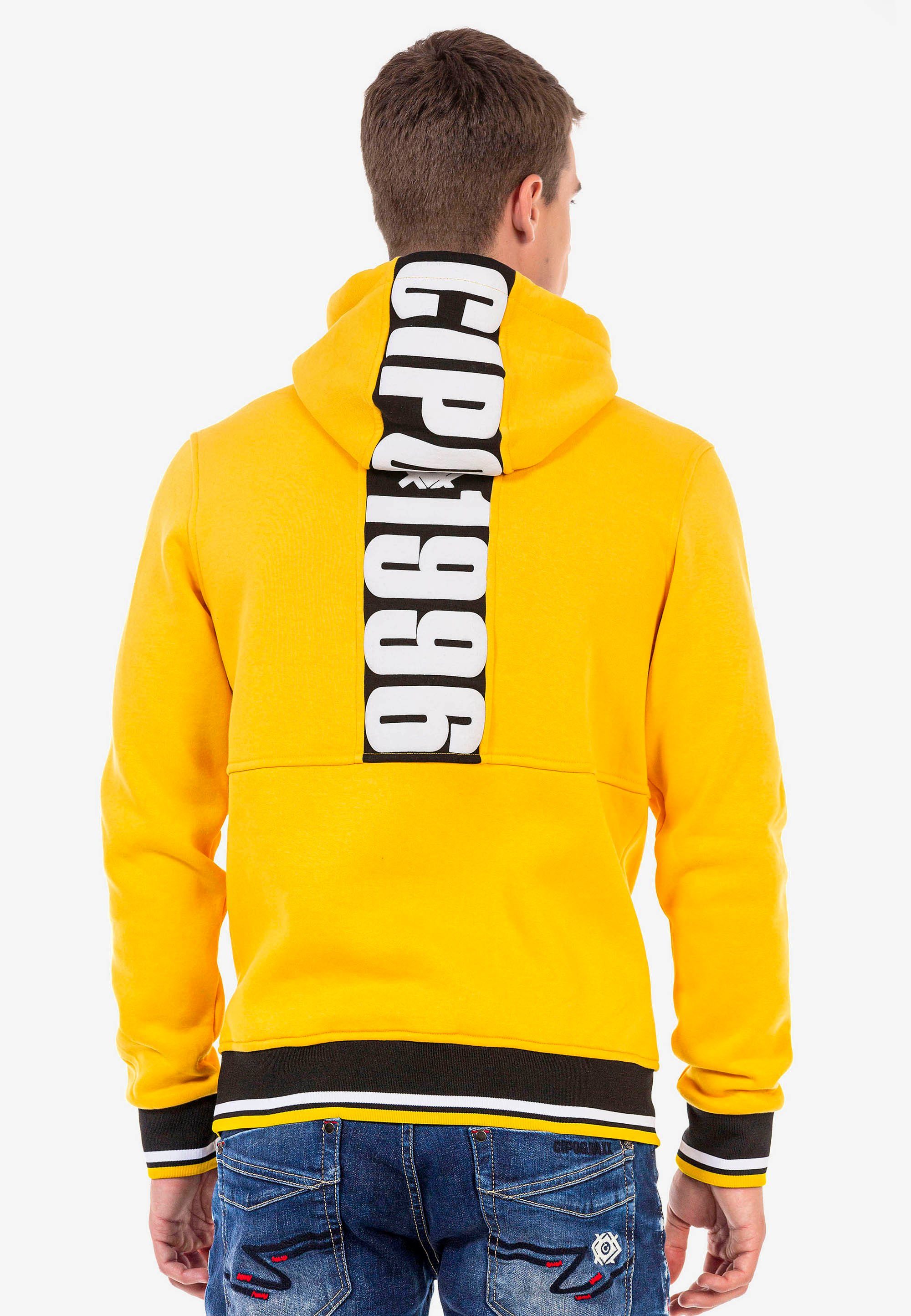 Cipo & Baxx Kapuzensweatshirt mit Markenprints tollen gelb
