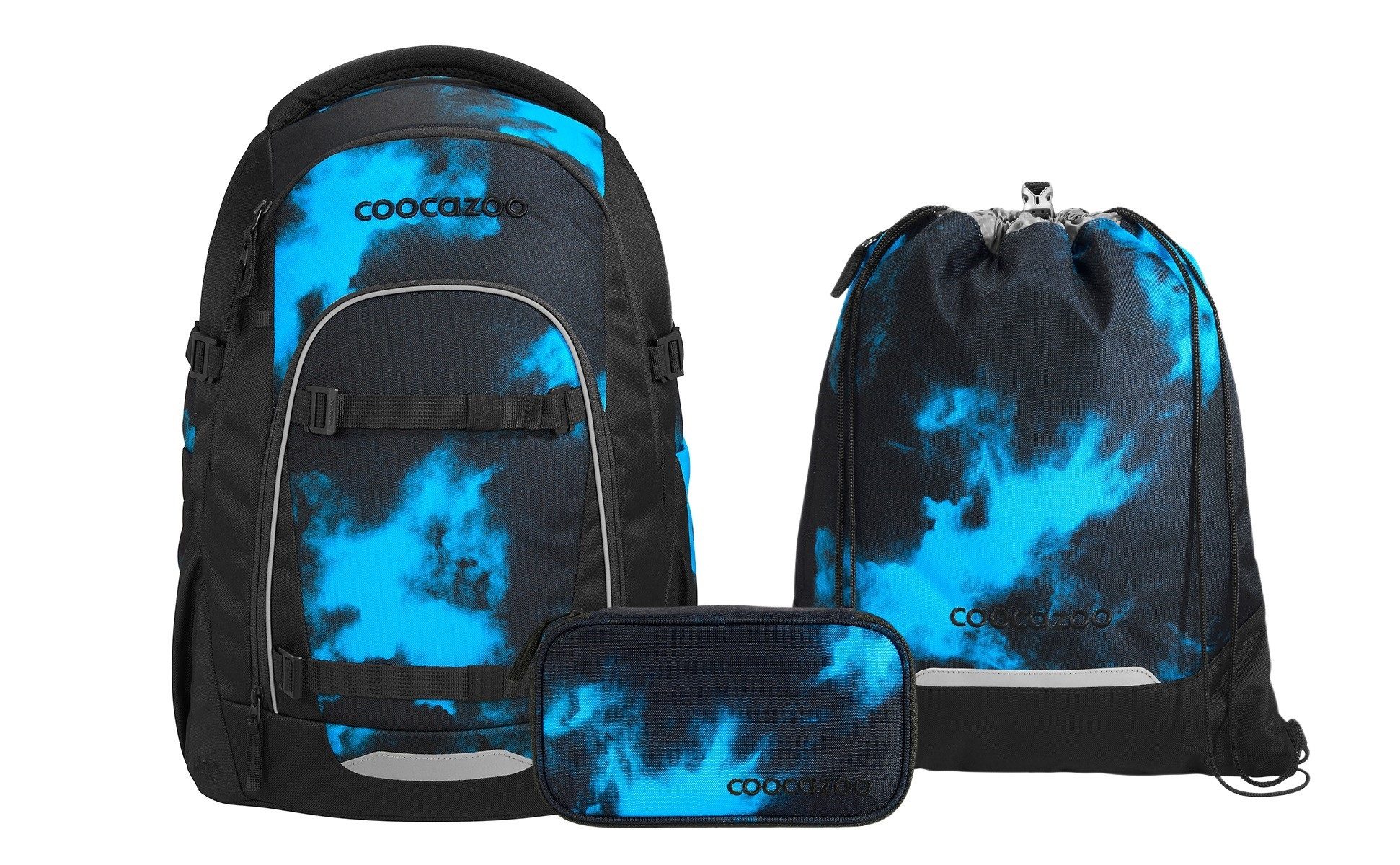 coocazoo Schulranzen Schulrucksack-Set MATE Mystic Clouds 3-teilig (3-teilig), ergonomisch, Körpergröße: 135 - 180 cm, Easy-Grow-System