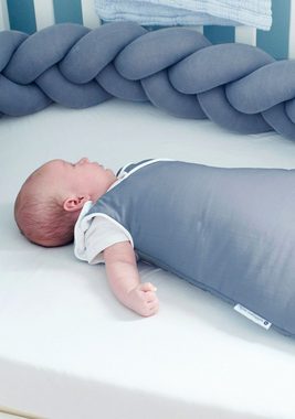 Nordic Coast Company Babyschlafsack, Baby-Schlafsack mitwachsend & atmungsaktiv I Kinderschlafsack waschbar I leichter Schlafsack I Baumwolle I Blau Grau