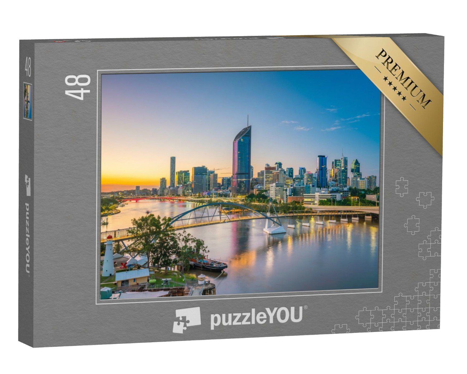 48 Puzzleteile, in Australien, Skyline der Dämmerung, von puzzleYOU-Kollektionen puzzleYOU Puzzle Brisbane Australien