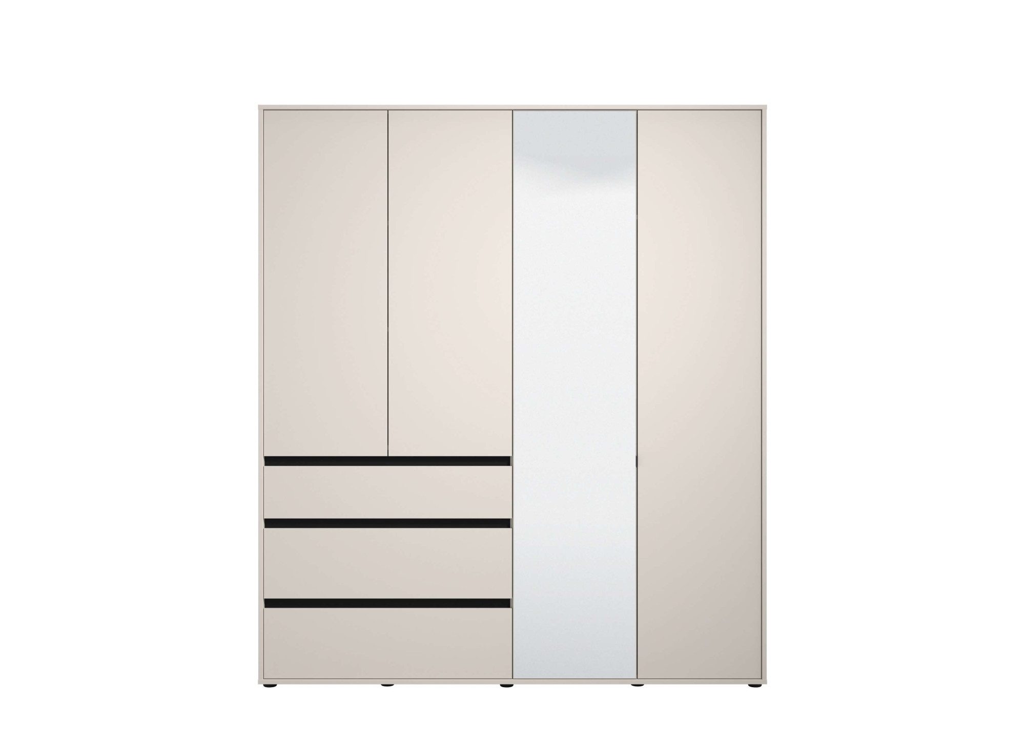 Home affaire Kleiderschrank Corbett, grifflose Optik, FSC-zertifziert, Made in Europe (138 oder 182,5cm breit, 211cm hoch und 54,5cm tief) mit Spiegel, 3 Schubladen und Innenausstattung