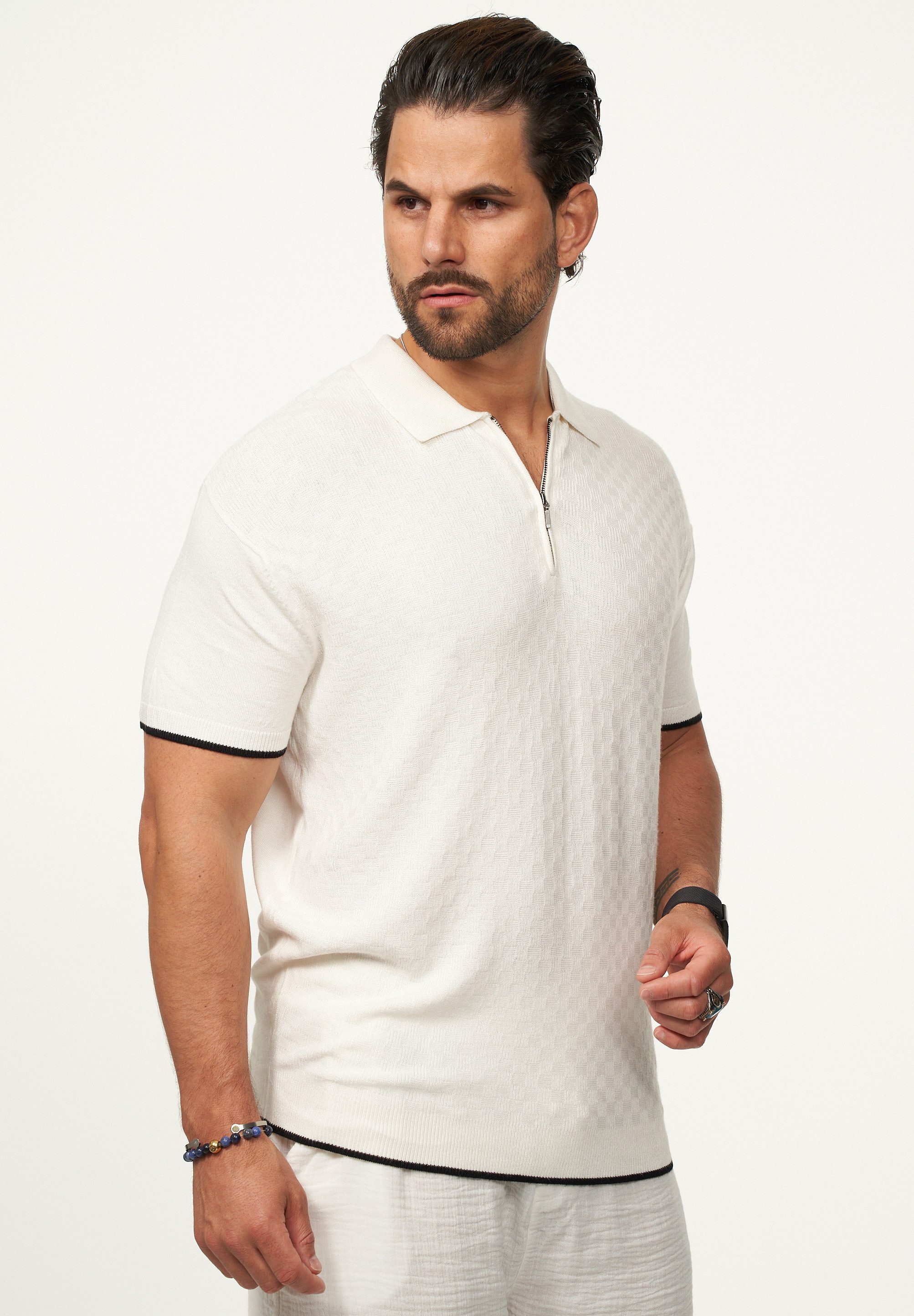 SOULSTAR Poloshirt mit Half-Zip Herren Kurzarm Strick Polo-Hemd T-Shirt günstig online kaufen