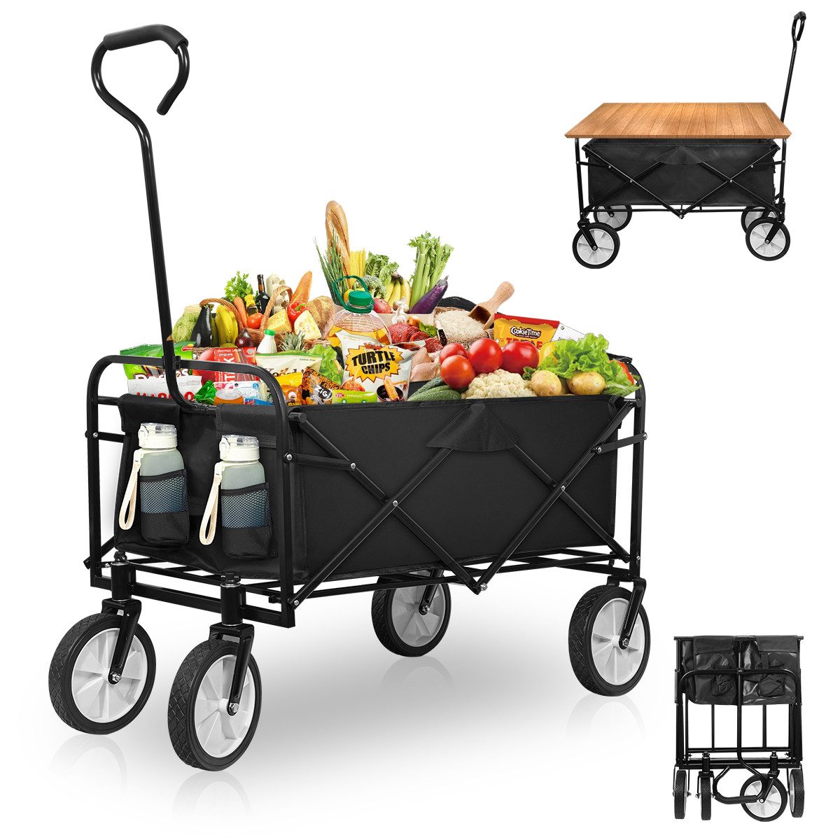 Einkaufstrolley Faltbarer Camping Bollerwagen,Handwagen,Belastbar bis 100 kg