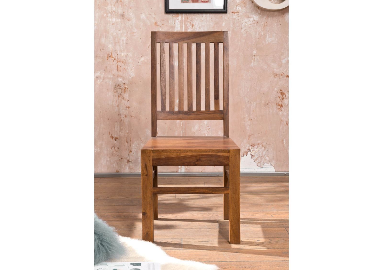 noble unique Stuhl SYDNEY Sheesham #132 Holzstuhl 45x45x100 Massivmoebel24 lackiert