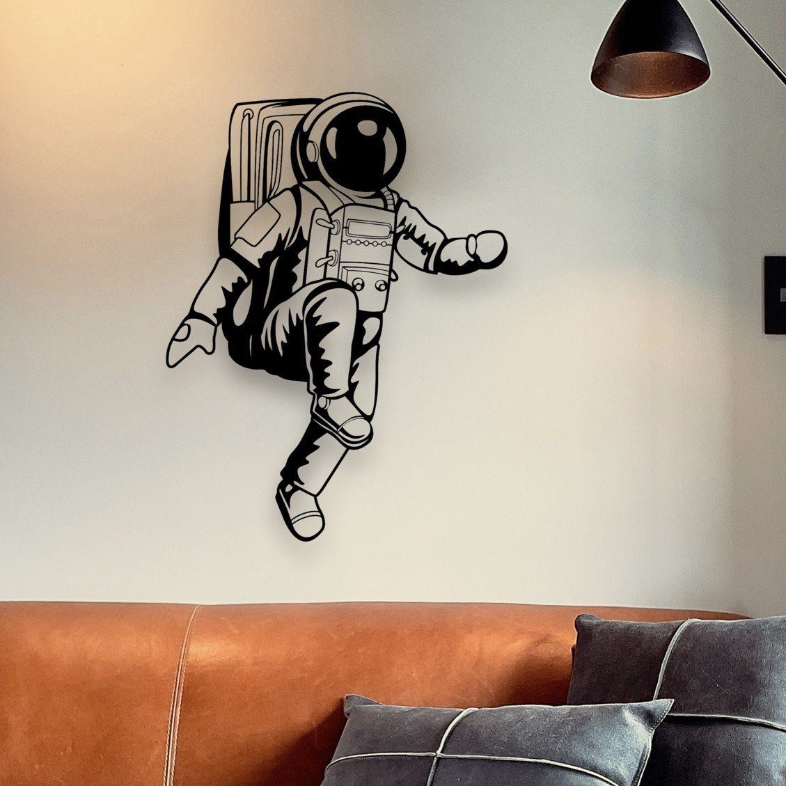 WoodFriends Wandbild Wandbild aus Holz Austronaut Spaceman Raumfahrer zum Aufkleben, Deko Wandkunst Geburtstagsgeschenk Kinderzimmer Bürokunst Weltall