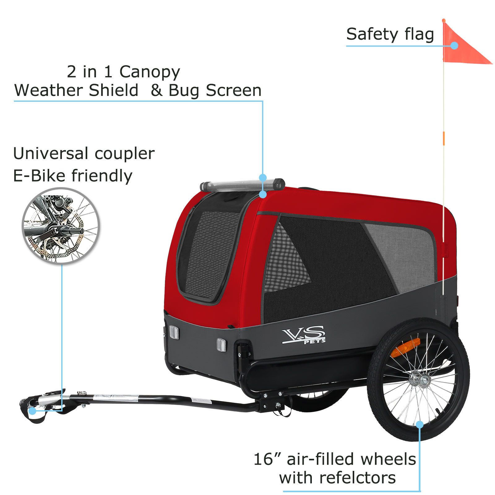 TIGGO Fahrradhundeanhänger Tiggo VS Pets L Hundeanhänger Fahrradanhänger für Hunde bis 35 kg