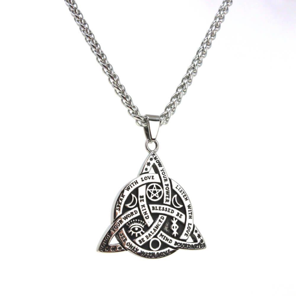 Kette mit Anhänger Lederkette Edelstahlkette 316L TRIQUETTA