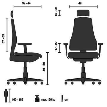 hjh OFFICE Drehstuhl Luxus Chefsessel ERGOHUMAN I Leder (1 St), Bürostuhl ergonomisch