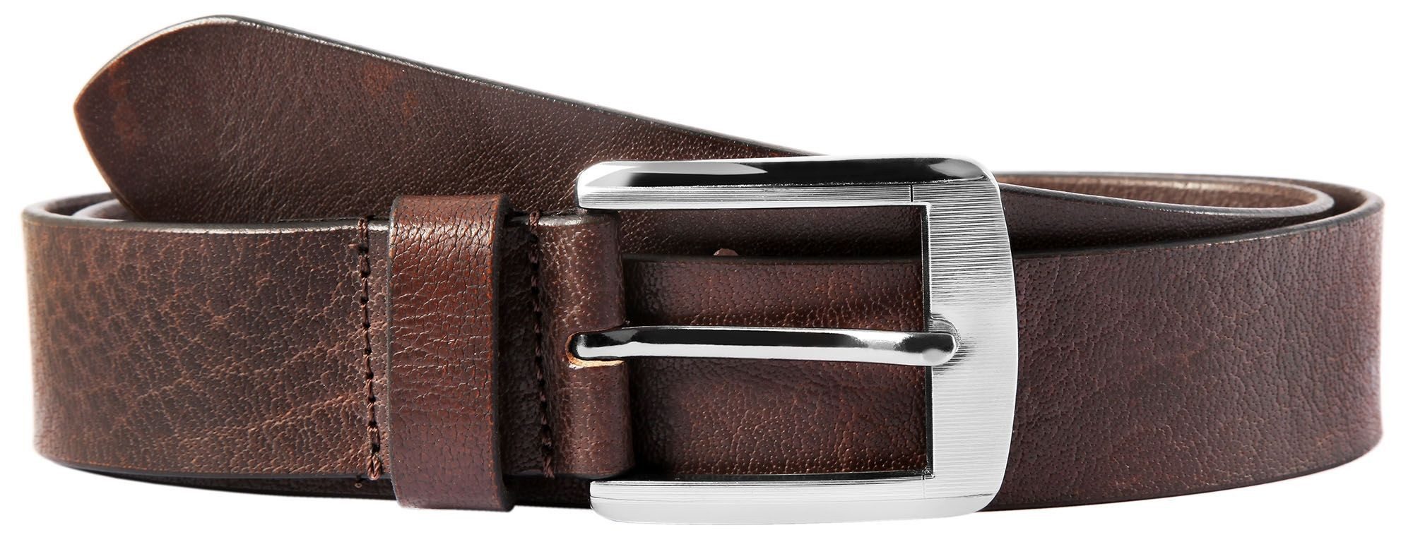 Leonardo Verrelli Ledergürtel hochwertiges Echt Leder dunkelbraun 2.Wahl, 90 cm - 140 cm